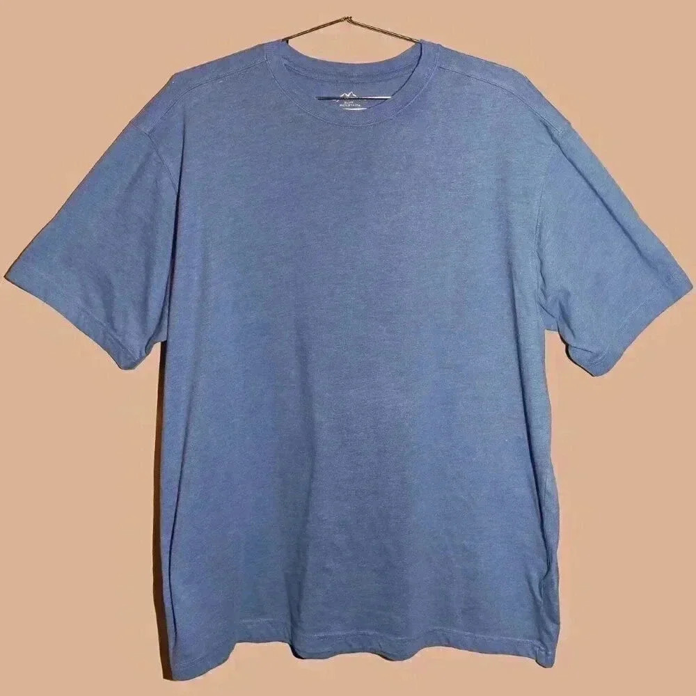 Solid Blush Blue Crew Neck Short Sleeve T-Shirt‎ Size XL Basic Cotton Top